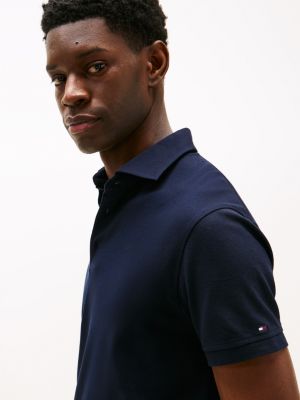 blauw smart-casual regular fit polo voor heren - tommy hilfiger