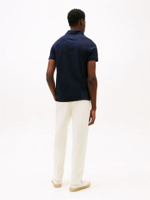 blauw smart-casual regular fit polo voor heren - tommy hilfiger
