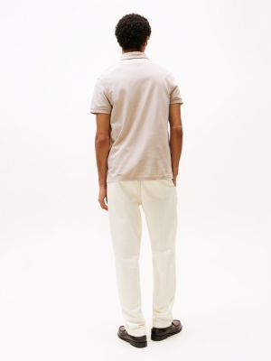polo coupe standard smart casual beige pour hommes tommy hilfiger