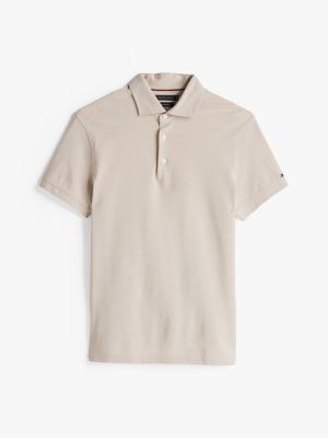polo coupe standard smart casual beige pour hommes tommy hilfiger