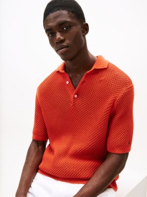 rood smart-casual regular fit polo voor heren - tommy hilfiger