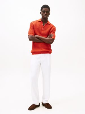 rood smart-casual regular fit polo voor heren - tommy hilfiger