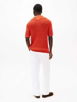 polo informal de corte regular roja de hombres tommy hilfiger