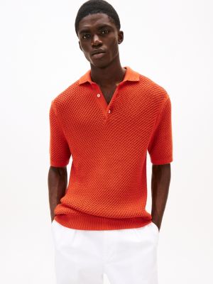 rood smart-casual regular fit polo voor heren - tommy hilfiger