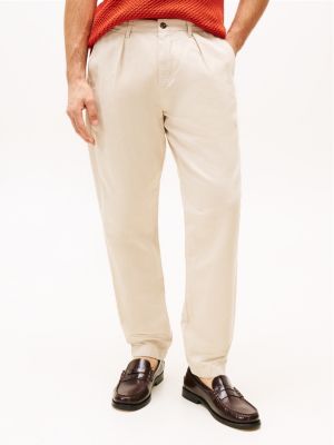 pantaloni chino harlem relaxed fit beige da uomini tommy hilfiger