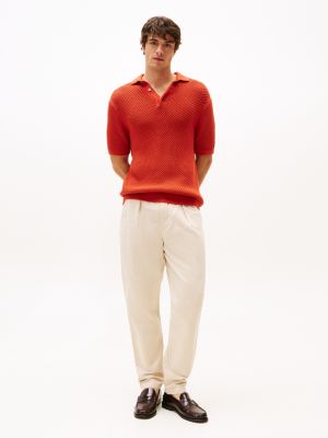 pantalón chino harlem de corte amplio beige de hombres tommy hilfiger