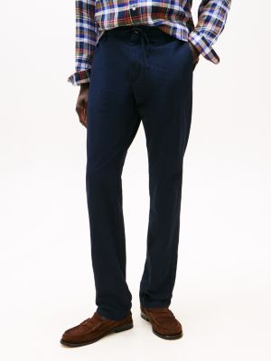 blauw harlem relaxed fit chino van seersucker voor heren - tommy hilfiger