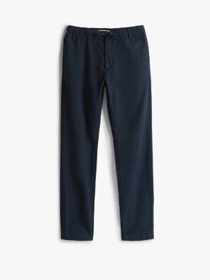 blauw harlem relaxed fit chino van seersucker voor heren - tommy hilfiger