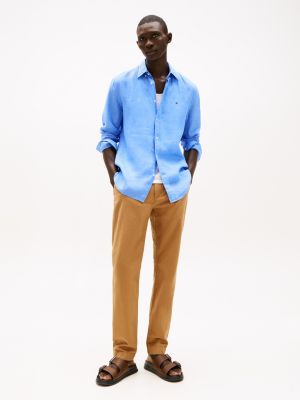 bruin harlem relaxed fit chino van seersucker voor heren - tommy hilfiger