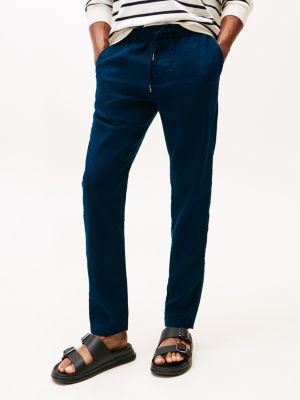 pantaloni chino harlem relaxed fit affusolati blu da uomini tommy hilfiger