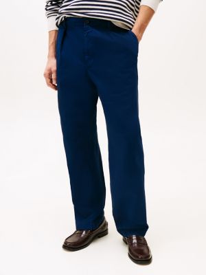 blau tapered leg fit chinos mit fischgrätmuster für herren - tommy hilfiger