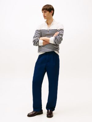 blue tapered leg fit chinos mit fischgrätmuster für herren - tommy hilfiger