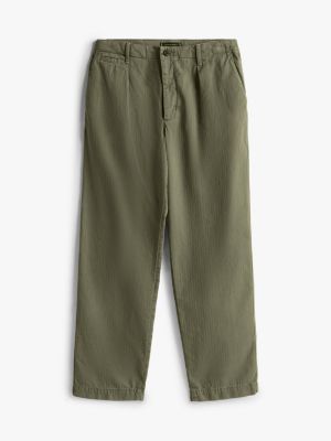 khaki tapered leg fit chinos mit fischgrätmuster für herren - tommy hilfiger