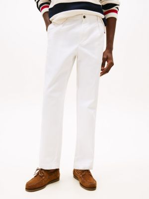 weiß murray tapered leg fit chinos mit fischgrätmuster für herren - tommy hilfiger