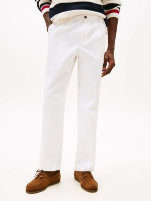 white herringbone tapered leg chinos for men tommy hilfiger