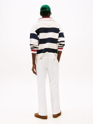 weiß murray tapered leg fit chinos mit fischgrätmuster für herren - tommy hilfiger