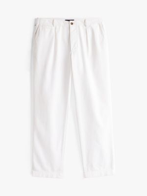 white herringbone tapered leg chinos for men tommy hilfiger