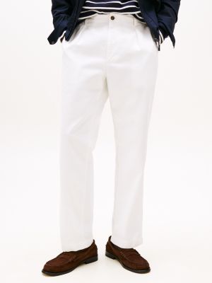 white wide leg chinos with linen for men tommy hilfiger