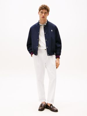 pantaloni chino larghi in misto lino white da uomini tommy hilfiger