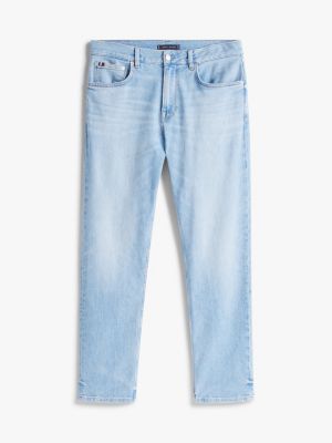 blauw denton medium rise jeans met rechte broekspijpen voor heren - tommy hilfiger