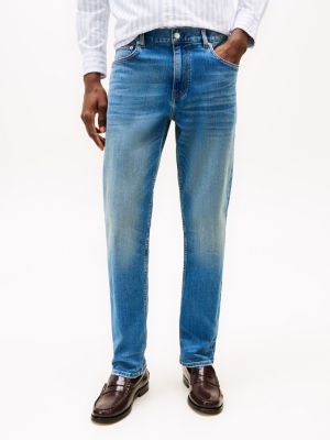 blau denton straight leg jeans mit whiskering für herren - tommy hilfiger