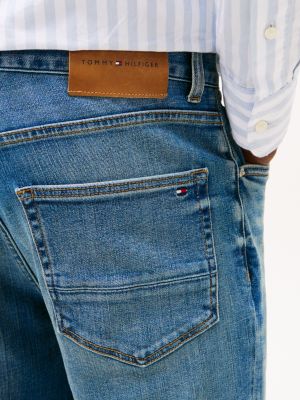 blauw denton jeans met rechte broekspijpen en whiskers voor heren - tommy hilfiger