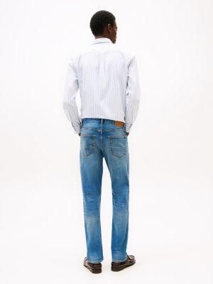 jeans denton dal taglio dritto con baffature blu da uomini tommy hilfiger