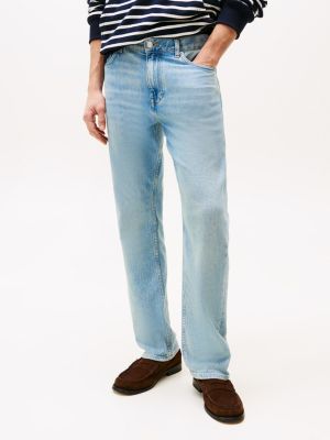 blue faded regular straight leg jeans for men tommy hilfiger