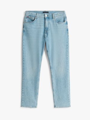 blau regular straight leg jeans mit fade-effekt für herren - tommy hilfiger