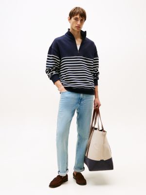 blue regular straight jeans met fading voor heren - tommy hilfiger