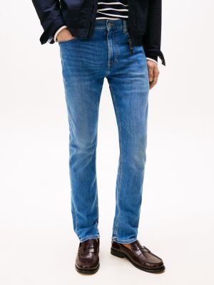 blauw bleecker slim fit jeans met whiskers voor heren - tommy hilfiger