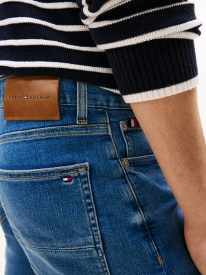 blauw bleecker slim fit jeans met whiskers voor heren - tommy hilfiger