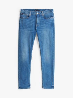 blauw bleecker slim fit jeans met whiskers voor heren - tommy hilfiger