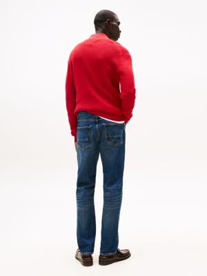 jeans relaxed fit dritti con baffature blu da uomini tommy hilfiger