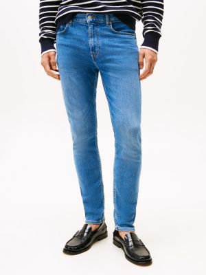 blue faded relaxed straight leg jeans for men tommy hilfiger