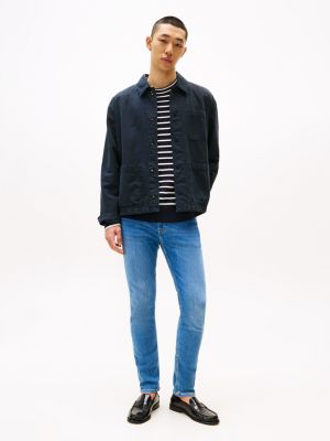 blue relaxed straight leg jeans mit fade-effekt für herren - tommy hilfiger