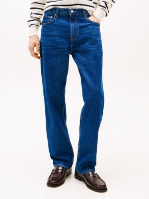 blau denton straight leg jeans mit whisker-effekt für herren - tommy hilfiger