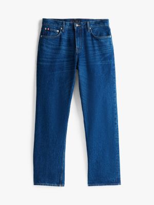 blau denton straight leg jeans mit whisker-effekt für herren - tommy hilfiger