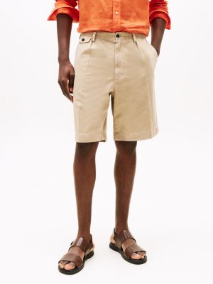 beige bermuda shorts with linen for men tommy hilfiger