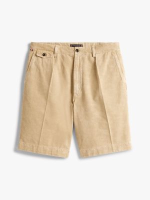 beige bermuda shorts with linen for men tommy hilfiger