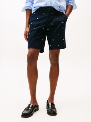 multi flag embroidery slim chino shorts for men tommy hilfiger