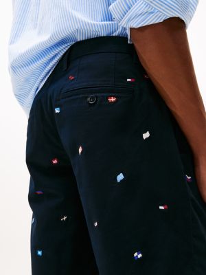 multi flag embroidery slim chino shorts for men tommy hilfiger