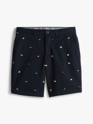 multi flag embroidery slim chino shorts for men tommy hilfiger