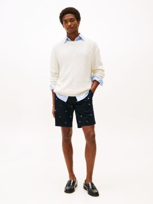 multi brooklyn slim fit chino short met geborduurde vlaggen voor heren - tommy hilfiger