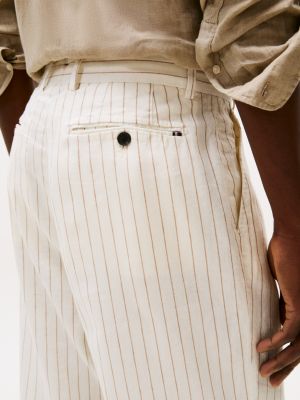 multi linen blend stripe wide leg trousers for men tommy hilfiger