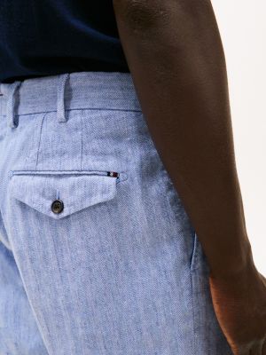 blau smart casual fischgrät-hose mit weitem bein für herren - tommy hilfiger