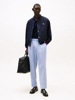 pantalón de pernera ancha con diseño de espiga blue de hombres tommy hilfiger