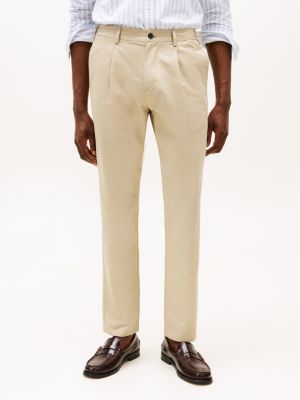 beige harlem smart casual relaxed trousers for men tommy hilfiger