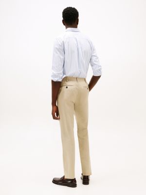 beige smart-casual relaxed fit broek voor heren - tommy hilfiger