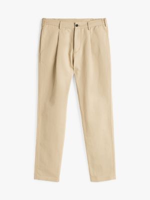 beige smart-casual relaxed fit broek voor heren - tommy hilfiger